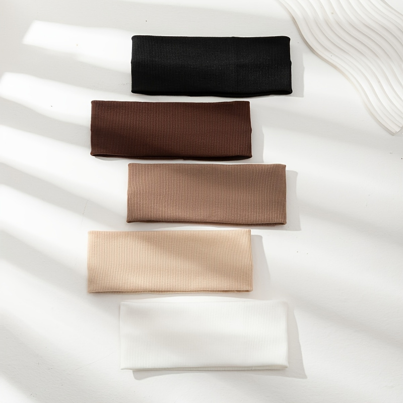 Stretch Strap Yoga - 5pcs women's casual headwear Solid Color