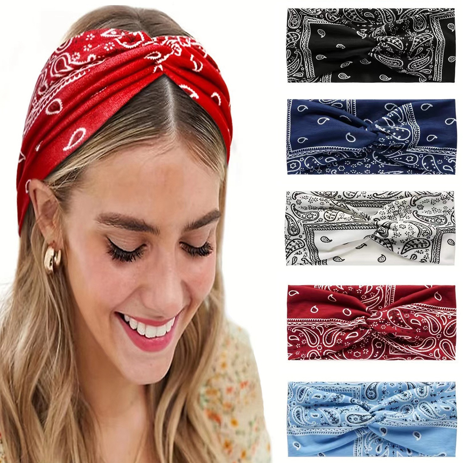 Stretch Strap Yoga - Paisley Cashew flowers hair bands Pilates