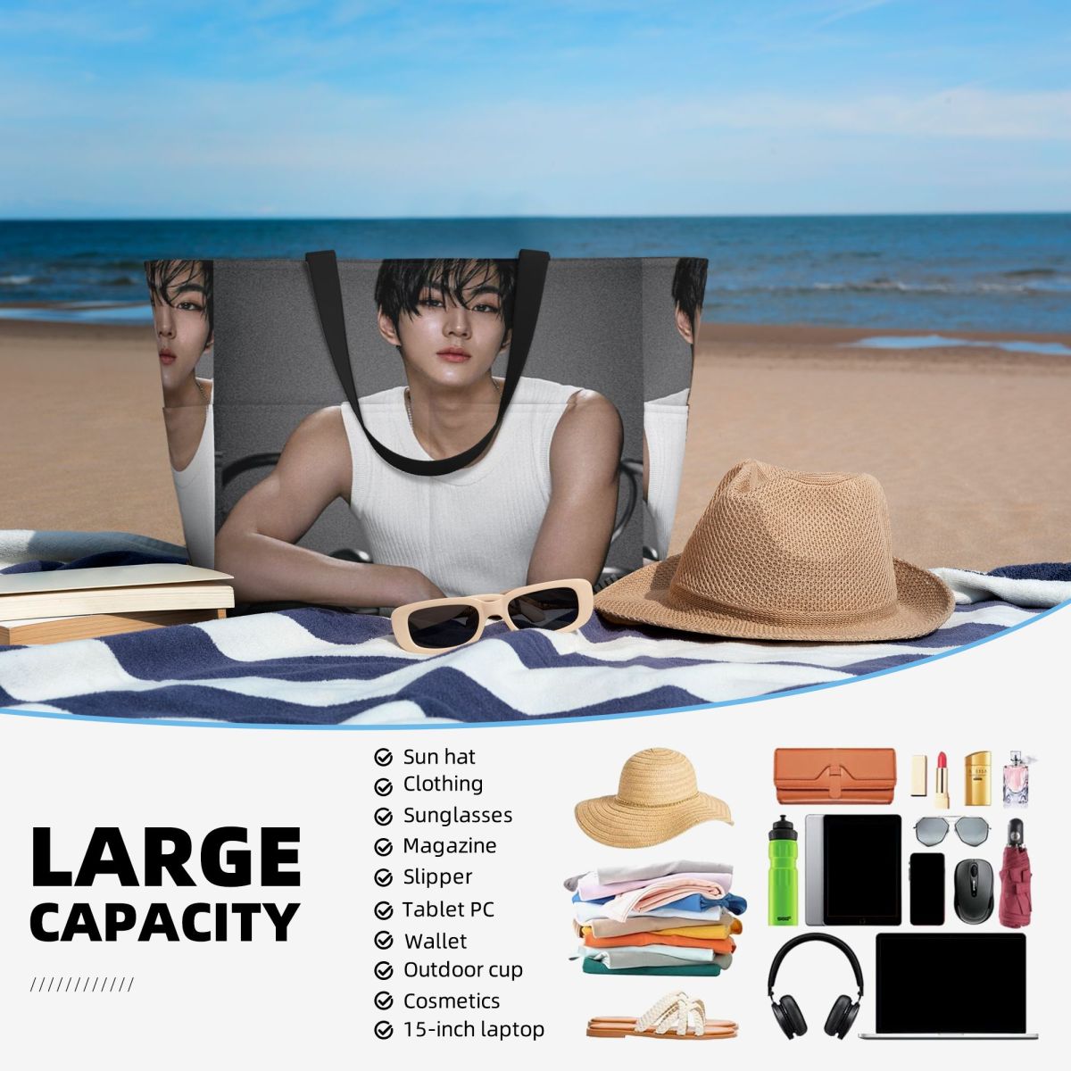 Jungwon En Kpop Beach Tote Bag - Yoga En Fitness reseña y precio