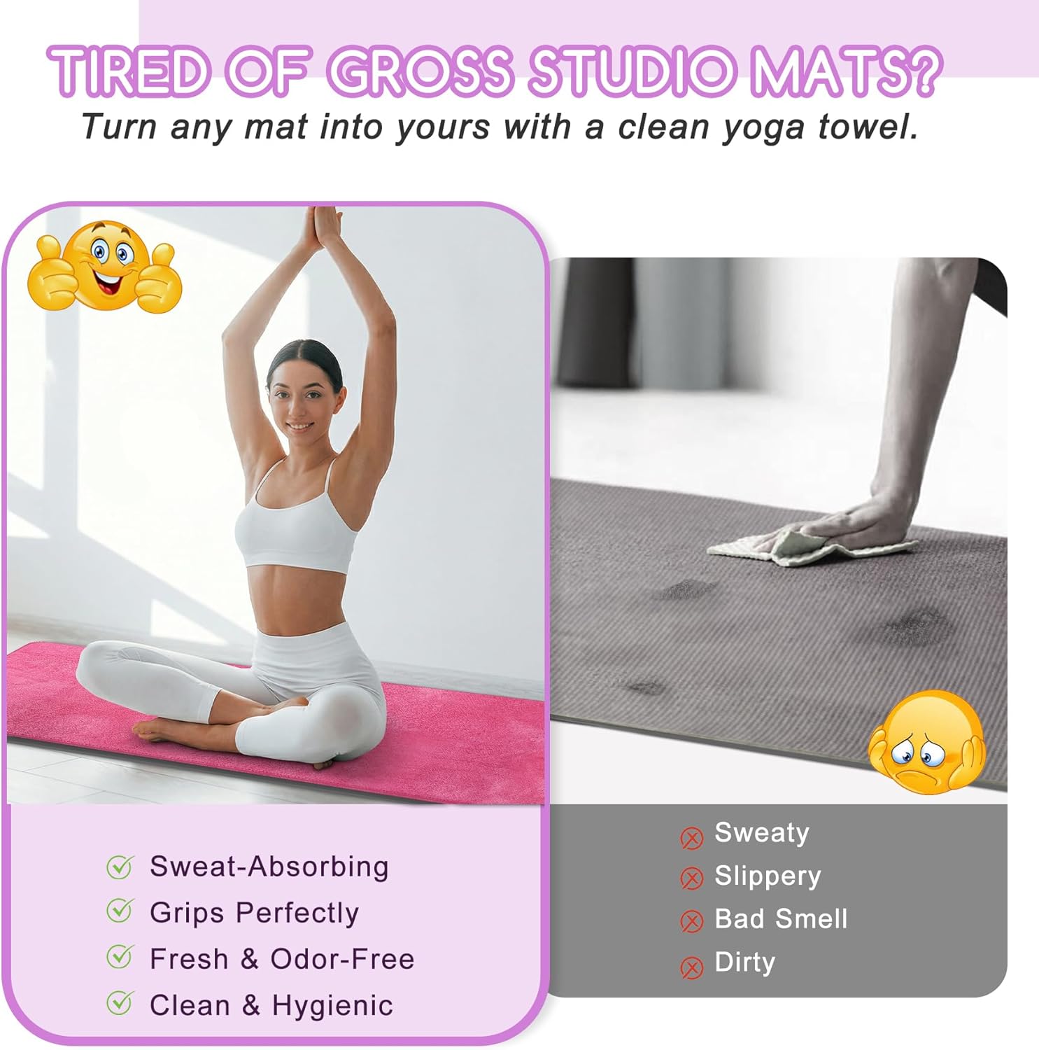 Yoga Mat Towel, Extra Thick 60 - Fitness Yoga Pilates reseña y precio