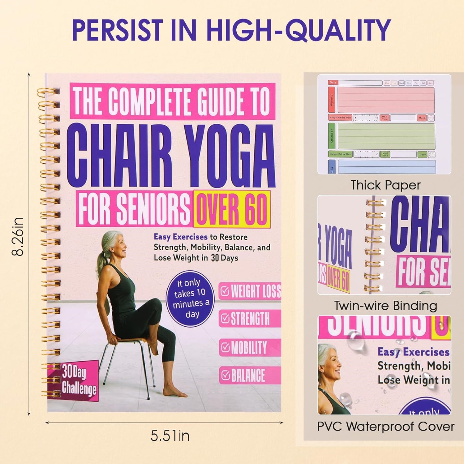 1pcs Chair Yoga Fitness Guide  - Yoga Fitness Journal reseña y precio