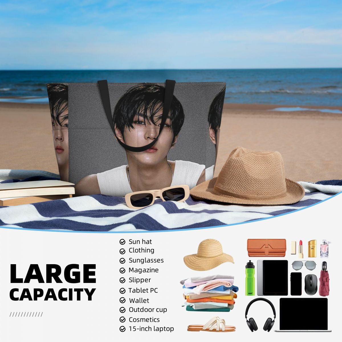 Jungwon En Kpop Beach Tote Bag - Yoga En Fitness reseña y precio